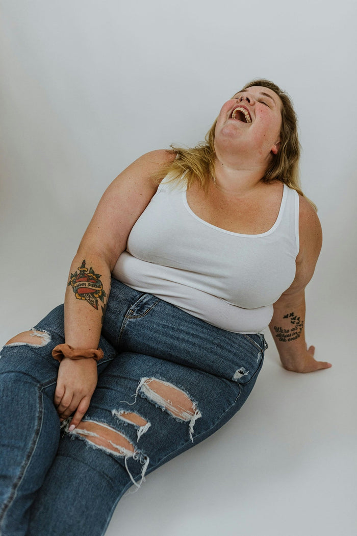 a woman with her mouth open